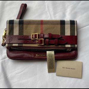 Burberry red leather clutch